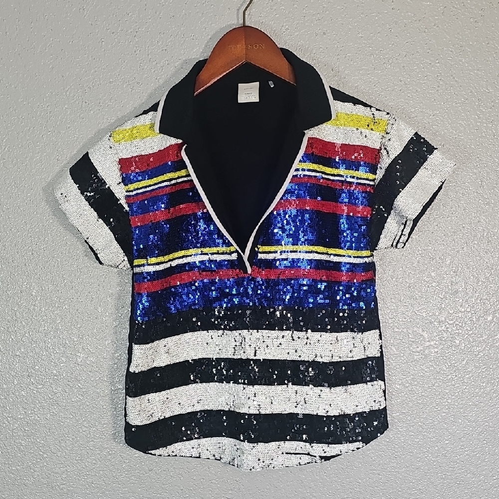 Pinko Sequin Short Sleeve Shirt.